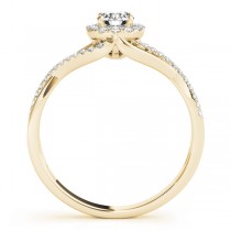Diamond Halo Twisted Shank Engagement Ring 18k Yellow Gold (0.41ct)