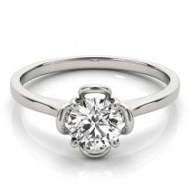 Diamond Solitaire Clover Engagement Ring 14k White Gold (0.33ct)