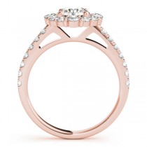 Diamond Halo East West Engagement Ring 14k Rose Gold (1.32ct)