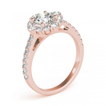 Diamond Halo East West Engagement Ring 14k Rose Gold (1.32ct)