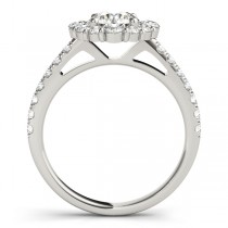 Diamond Halo East West Engagement Ring 14k White Gold (1.32ct)