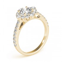 Diamond Halo East West Engagement Ring 18k Yellow Gold (1.32ct)