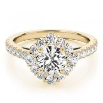 Diamond Halo East West Engagement Ring 18k Yellow Gold (1.32ct)