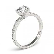 Diamond Single Row Engagement Ring Setting 14k White Gold (0.32ct)