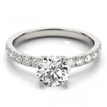 Diamond Single Row Engagement Ring Setting 18k White Gold (0.32ct)
