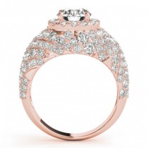 Wide DIamond Halo Fancy Engagement Ring 14k Rose Gold (2.66ct)