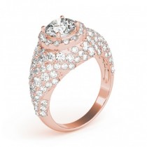 Wide DIamond Halo Fancy Engagement Ring 18k Rose Gold (2.66ct)