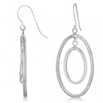 Oval Dangle Earrings 14k White Clad Sterling Silver