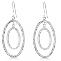 Oval Dangle Earrings 14k White Clad Sterling Silver