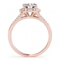 Diamond Halo Floral Split Shank Engagement Ring 14k Rose Gold (0.96ct)