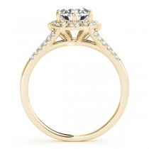 Diamond Halo Floral Split Shank Engagement Ring 14k Yellow Gold (0.96ct)