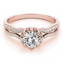 Diamond Twisted Style Engagement Ring Setting 14k Rose Gold (0.18ct)