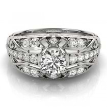 Diamond Art Deco Engagement Ring 14k White Gold (0.73ct)