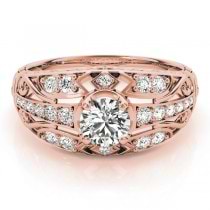 Diamond Art Deco Engagement Ring 18k Rose Gold (0.73ct)