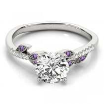 Amethyst & Diamond Vine Leaf Engagement Ring Setting Platinum (0.10ct)