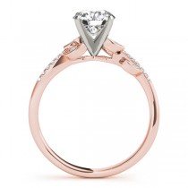 Aquamarine & Diamond Vine Leaf Engagement Ring Setting 18K Rose Gold (0.10ct)