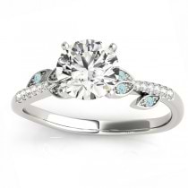 Aquamarine & Diamond Vine Leaf Engagement Ring Setting 18K White Gold (0.10ct)