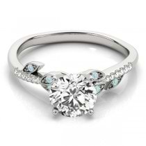 Aquamarine & Diamond Vine Leaf Engagement Ring Setting Palladium (0.10ct)