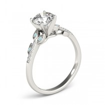 Aquamarine & Diamond Vine Leaf Engagement Ring Setting Palladium (0.10ct)