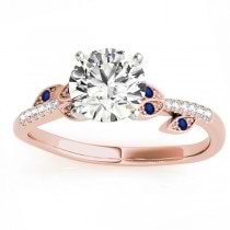Blue Sapphire & Diamond Vine Leaf Engagement Ring Setting 14K Rose Gold (0.10ct)
