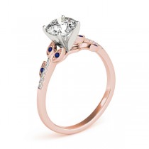 Blue Sapphire & Diamond Vine Leaf Engagement Ring Setting 14K Rose Gold (0.10ct)