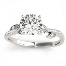 Diamond Vine Leaf Engagement Ring Setting 14K White Gold (0.10ct)