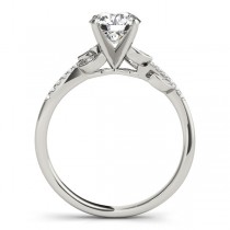 Diamond Vine Leaf Engagement Ring Setting 14K White Gold (0.10ct)