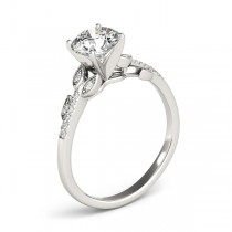 Diamond Vine Leaf Engagement Ring Setting 18K White Gold (0.10ct)