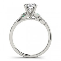 Emerald & Diamond Vine Leaf Engagement Ring Setting 18K White Gold (0.10ct)