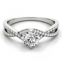 Diamond Bypass Twisted Engagement Ring 18k White Gold (0.68ct)