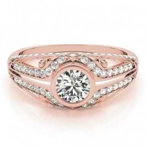 Diamond Bezel Art Nouveau Fashion Band Ring 14k Rose Gold (1.52ct)