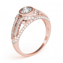 Diamond Bezel Art Nouveau Fashion Band Ring 14k Rose Gold (1.52ct)