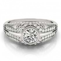 Diamond Bezel Art Nouveau Fashion Band Ring 14k White Gold (1.52ct)