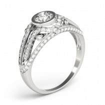 Diamond Bezel Art Nouveau Fashion Band Ring 14k White Gold (1.52ct)