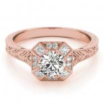 Diamond Antique Style Engagement Ring Setting 14K Rose Gold (0.21ct)