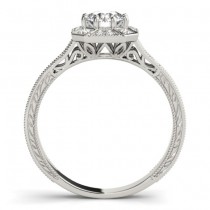 Diamond Antique Style Engagement Ring Setting 14K White Gold (0.21ct)