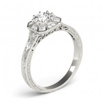 Diamond Antique Style Engagement Ring Setting 14K White Gold (0.21ct)