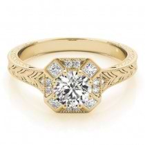 Diamond Antique Style Engagement Ring Setting 14K Yellow Gold (0.21ct)
