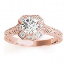 Diamond Antique Style Engagement Ring Setting 18K Rose Gold (0.21ct)