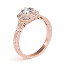 Diamond Antique Style Engagement Ring Setting 18K Rose Gold (0.21ct)