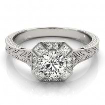 Diamond Antique Style Engagement Ring Setting Platinum (0.21ct)