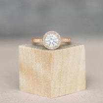 Diamond Halo Engagement Ring 14k Rose Gold (1.29ct)