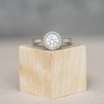 Diamond Halo Engagement Ring 14k White Gold (1.29ct)