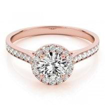 Diamond Halo Engagement Ring 18k Rose Gold (1.29ct)