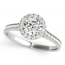 Diamond Halo Engagement Ring 18k White Gold (1.29ct)