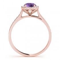 Diamond Halo Amethyst Engagement Ring 18k Rose Gold (1.29ct)