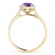 Diamond Halo Amethyst Engagement Ring 18k Yellow Gold (1.29ct)