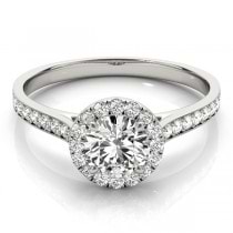 Diamond Halo Engagement Ring 18k White Gold (0.29ct)
