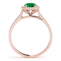 Diamond Halo Emerald Engagement Ring 14k Rose Gold (1.29ct)