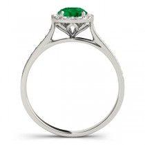 Diamond Halo Emerald Engagement Ring 14k White Gold (1.29ct)